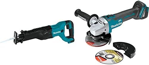 Makita XRJ04Z 18V LXT Lithium-Ion Cordless Recipro Saw, Tool Only & XAG04Z 18V LXT® Lithium-Ion Brushless Cordless 4-1/2” / 5" Cut-Off/Angle Grinder, Tool Only