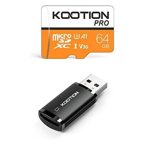 KOOTION 64GB Micro SD Card + USB 3.0 SD Card Reader, UHS-I U3, A1, V30, Full HD & 4K UHD Flash Memory Card for Smartphones, Tablets, PC, Drone Cover