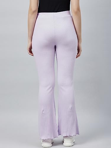 Image of BLINKIN Women's Stretch Fit Mid Rise Ribbed Stretchable Flared Pants | Boot Cut Bell Bottom Pants - Ideal for Yoga & Gym Wear, Casual Wear & Office Wear Trousers
