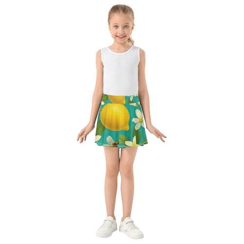 Pleated Girls' Shorts Athletic Skorts Toddlers Tennis Skirts Flowy Skort Vintage Bees Yellow Lemons Green 4t3