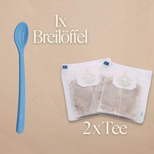 Trend Mama | Boho Windeltorte – 27 Windeln (Gr. 2), Babytee, Breilöffel, Babysocken – Jute-Look mit „Oh Baby“ Stecker –Handgemachtes Geschenk zur Geburt – Babyshower Geschenk Junge blau