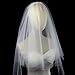 Shurhome Double Layer White Short Veil for Bride Soft Fabri Fashion Headpiece for Wedding Photography and Parties Women Veil