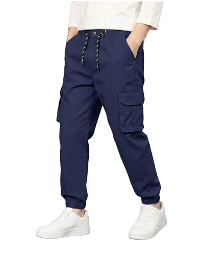 Image of A.T.U.N. (ALL THINGS UBER NICE) Boys Cotton Cargo Pants | Soft Comfortable Casual Wear | Relaxed Fit Trousers with 6 Utility Pockets | Adjustable Waist for Daily Outdoor and Travel Use