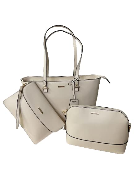 Premium Lux Details Shoulder bag, Crossbody Bag & Wristlet Wallet(Set of 3-Parchment Synthetic Leather Zipper Bag.