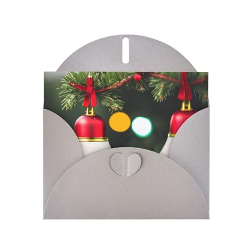 Kashinn パールグリーティングカード 封筒付き 空白のメモカード ありがとう 招待状 お悔やみ クリスマスツリーとベルプリント