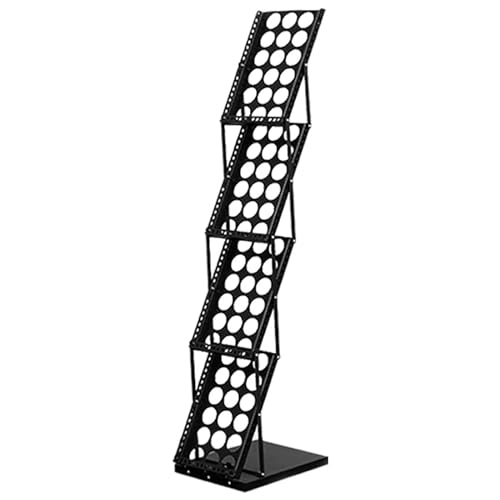HDYZJQ 4-Tiered Metal Magazine Floor Stand Portable, Pop Up Display Rack for Trade Show/Backdrop/Booth, Flyer Brochure Holder, Catalog Literature Racks(Black)