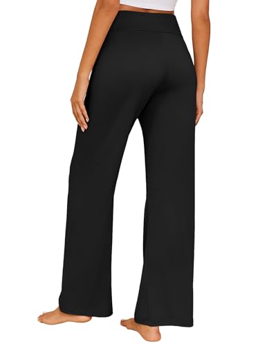 Ekouaer Women's Pajama Pants Wide Leg Yoga Pants Lounge Drawstring Pants Comfy Stretch Plaid Pj Bottoms2