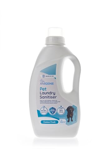ANIGENE Pet Laundry Sanitiser Liquid (1 Litre) - Kills 99.9% Of Germs - Removes Stains & Odours Even At Low Temperatures - Perfect For Cleaning Pet Bedding Toys & Blankets - With Cotton Fresh Scent