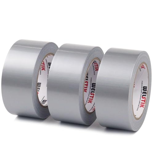 WELSTIK Duct Tape 3 Pack 48 mm x 27 m (1.88 x 30 yd) Waterproof Fabric Gaffer Tape for Repairs DIY Crafts Indoor & Outdoor Gray