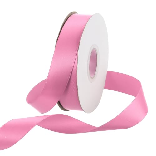 Rebower 25 Yard Satin Ribbon Thick Double Face Grosgrain Silk Ribbon, [for Gift Wrapping, Hair Bows, Wedding, Cake, Flower] - 0.8"(2cm)/Pink
