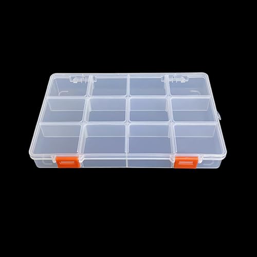 Image of Clear Bead Storage Containers with Adjustable Dividers Rectangle Clear Craft Supply Case (12 Grids-2 Pack)