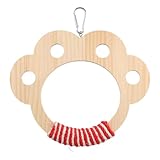 JUMPLAWN Balançoire pour perroquets : Accessoires pour cage d'oiseaux d'intérieur - Balançoire suspendue en corde de bois en forme de patte de chat, jouet perchoir pour perruches,