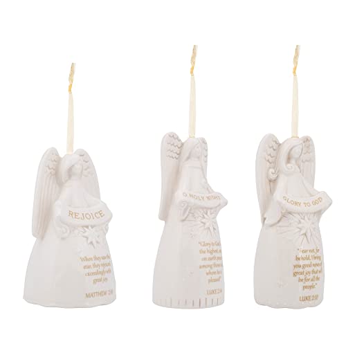 Angel Bells Classic White 5.5 X 2 Earthenware Hanging Ornaments Set Of 3 #TOP1
