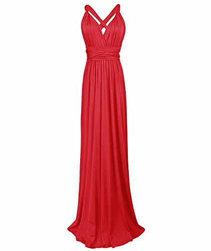 Image of Sexyshine Women's Backless Gown Dress Convertible Multi-Way Wrap Halter Cocktail Dress Bandage Bridesmaid Long Dresses