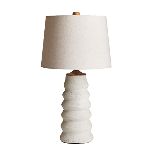 MY SWANKY HOME Ribbed Pitted Tapered Cream Off White Vintage Style Table Lamp Neutral Coastal