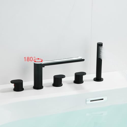 Robinet mitigeur de baignoire avec douche cascade et ensemble extractible 5 trous