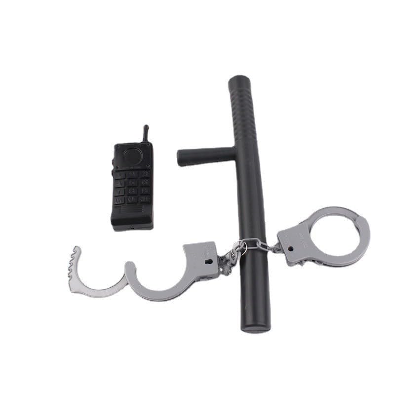 Image of Kids Police Role Play Kit - 3‑Piece Toy Set with Baton, Handcuffs & Walkie‑Talkie - Safe Pretend Play Police Accessories for Boys & Girls, Fancy Dress & Costume Parties
