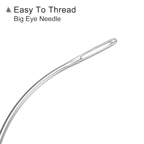 Image of HARFINGTON 50Pcs Curved Needles 3.5 inch C Type Weaving Sewing Needles Wig Making Upholstery Big Eye for Carpet Leather Canvas Repairing Blocking Knitting