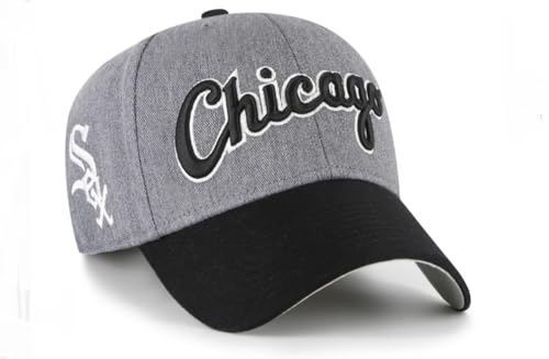 47 Brand Men's MLB MVP Cap Hat, One-Size Granite Script Snapback Charcoal (US, Alpha, One Size, Chicago White Sox)