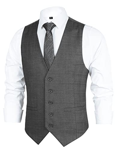 Alizeal Mens Plaid Business Suit Vest Formal Dress Slim Fit Waistcoat, Gray-2Xl #TOP1