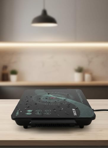 Image of 2200W Infrared Cooktop with Crystal Glass Surface - Portable Electric Stove with Touch Control, Fast Heating & Multi-Temperature Settings for Home Kitchen