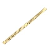 LULUG Stainless Steel Watch Strap 6-16mm Silver Gold Bracelet Watch Band Fashion Lady Watch Chain Replacement Strap (gold,8mm)