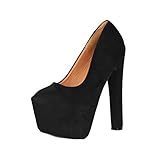  Elara Damen Pumps High Heels Chunkyrayan QM005 Black-39