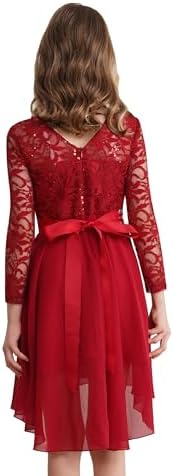Ranrann Vestito Da Cerimonia Bambina Con Fiori In Pizzo – Abito Da Principessa In Chiffon, Damigella D'Onore, Matrimonio, Compleanno, Rosa, Taglia 3 Anni - 4