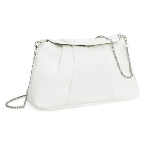 IXEBELLA PU Clutch Handbag for Women Evening Bag Formal Dressy Purse with Pearl Strap (White) Cover