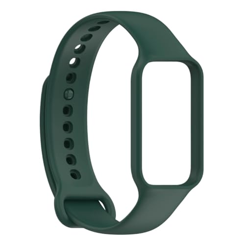 [MEVMEVGNLN] 2in1 Fit For Xiaomi Band 8 �A�N�e�B�u�E�H�b�`�o���h �V���R���X�g���b�v �t���[���v���e�N�^�[�V�F���t�� For Redmi Watch2 �Ή�(DGreen,For Mi Band 8 Active)