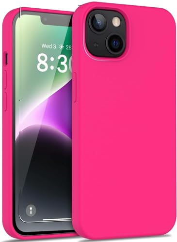 Image of MIDOS Back Cover Compatible with iPhone 14 Liquid Silicone Case Full Protection Shock Proof Back Cover for iPhone 14 (S Hot Pink)