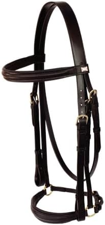 English Bridle Headstall Reins Cowhide Genuine Leather Horse Crossover Crossunder Raised Fancy Stitched Laced All Purpose Jumping Dressage Rubber Crystal Padded Adjustable Browband Full-Cob,M04