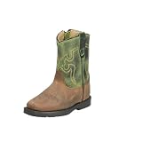 Smoky Mountain Boots Toddlers' Autry Square Toe Leather Western Cowboy Boots, Brown Distress/Green Crackle, 3 Toddler Medium