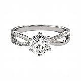 Fine Jewelry Ring Round Hearts Arrows Cut Diamond Silver Ring Ring Six Diamond Ring Women's Engageme
