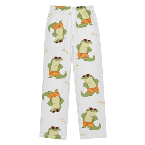 Cute Crocodile Boys Pants Boys Athletic Pants Long Pant for Boywith Pockets Wide-Leg Size 6-14Y