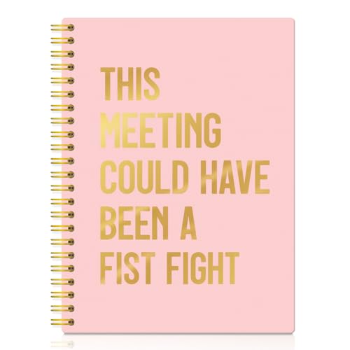 XQLZY This Meeting Could Have Been A Fist Fight Pink Gold Spiral Notebook, Funny Corporate Humor Notepad, Office Sarcastic Humor Gifts for Men Women Coworker BFF Friend, Coworker Office Gifts
