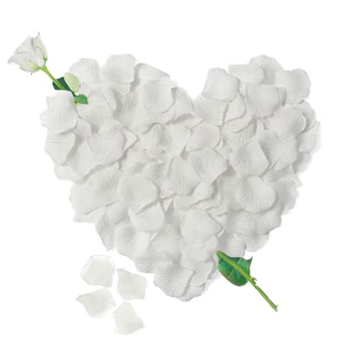 Jonami 1200 Pétales de Rose Artificielle Blanc en Soie Décoration Romantique pour La Saint Valentin, Déco Fiançailles et Mariage