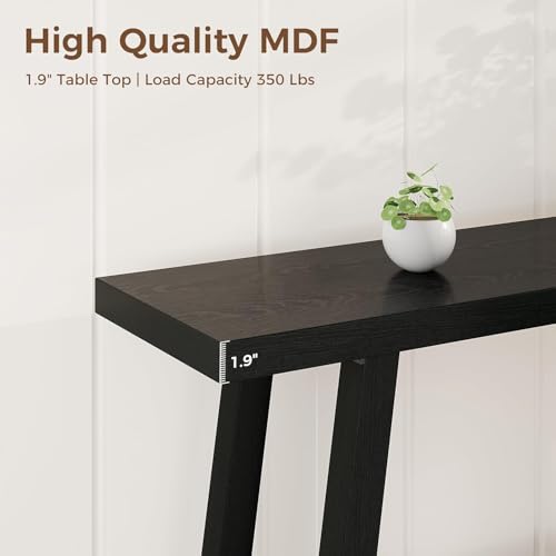 PeakPursuit 70.8'' Extra Long Wood Console Table, Farmhouse Sofa Table Behind Couch, 1.9'' Tabletop & Capacity 350lbs, 2 Tier Console Tables for Entryway Foyer Hallway Porch, Black by PeakPursuit - Image 5