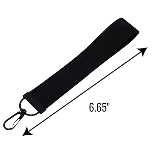 Image of IQ Black Nylon Lightweight Wrist Lanyard with clip for Keys