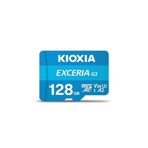Image of KIOXIA EXCERIA G3 128GB MicroSDXC Memory Card | UHS-I U3, A2, V30 | Up to 160MB /s R, 50MB /s W | Made in Japan | 4K Video | Waterproof & Shockproof | 5-Yr Warranty