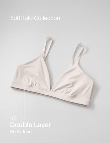 Image of CRZ YOGA Softhold Double Lined Triangle Bralette - Womens Adjustable Straps Wireless Cami Plunge T-Shirt Everyday Bra Comfy