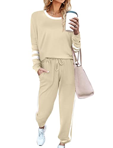 Aloodor Sweatsuit for Women 2 Piece Outfits for Womens Crewneck Sweatshirts Pullover