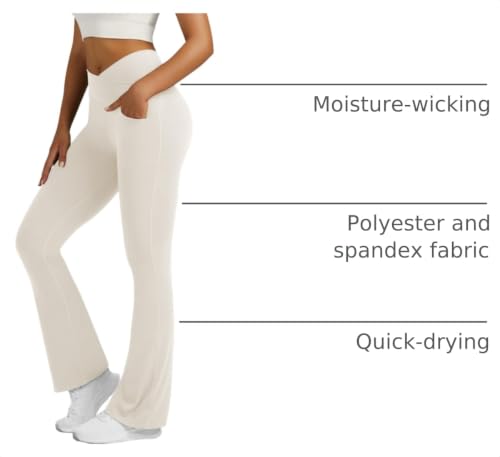 Image of Flare Leggings for Women Yoga Pants with Pockets High Waisted Crossover Flare Yoga Pants Bootcut Yoga Leggings
