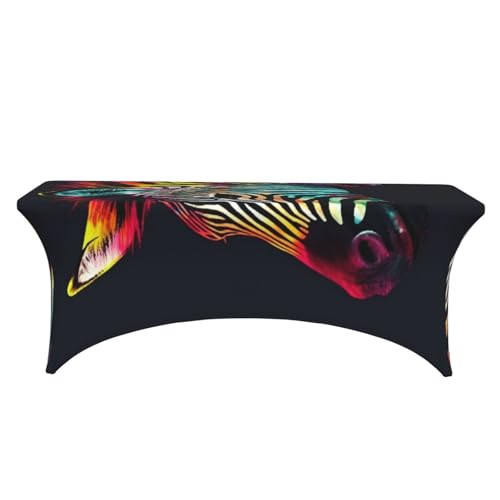 Nappe ajustée stretch zèbre multicolore en élasthanne de qualité - 3