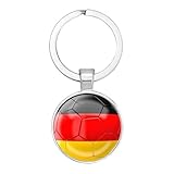 Art Attack German Flag Soccer Keychain, Germany National Football Team Accessories History Party Favor Fan Car Key Chain Ring Pendant Charm (Silver)
