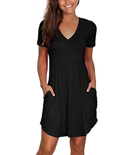 Nova In Sky Womens Summer Dress Short Sleeve Casual T Shirt Dresses 2025 Flowy Beach V-Neck Sundresses with Pockets2