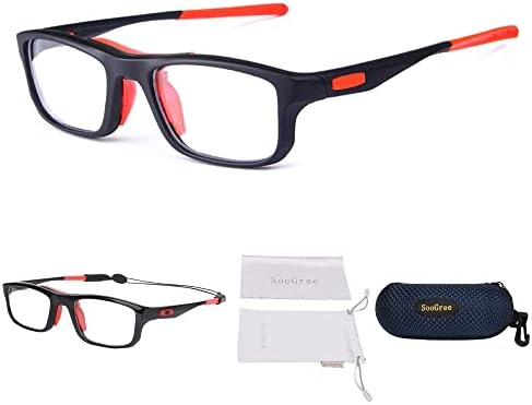SooGree Sports Goggles Glasses Football Soccer Safety Glasses Goggles Adjustable Strap Interchangeable Temples for Men Youth