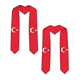 Generic Turkey Turkish Flag Graduation Stole Scarf Shawl Sash for Abroad Student International Study Sharp Corner