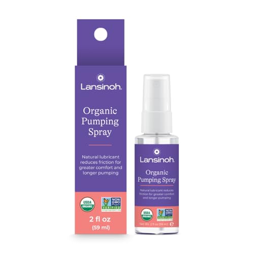Image of Lansinoh Organic Pumping Spray – Lanolin-Free Flange Lubricant for Breast Pump | Hypoallergenic, Vegan, Plant-Based Breastfeeding & Pumping Essentials for Sore Nipples & Moisturized Skin, 2 Fl oz