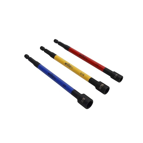 Image of Wiha 70495 3 Piece Color Coded Magnetic Nut Setter SAE Set